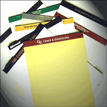 tape imprinted legal pads